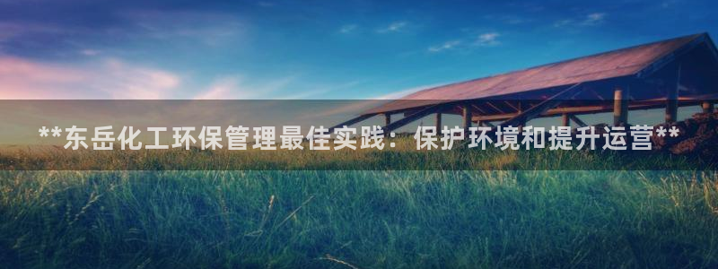 亿万下载徐家汇朋友圈说说：**东岳化工环保管理最佳实践：保护环境和提升运营**