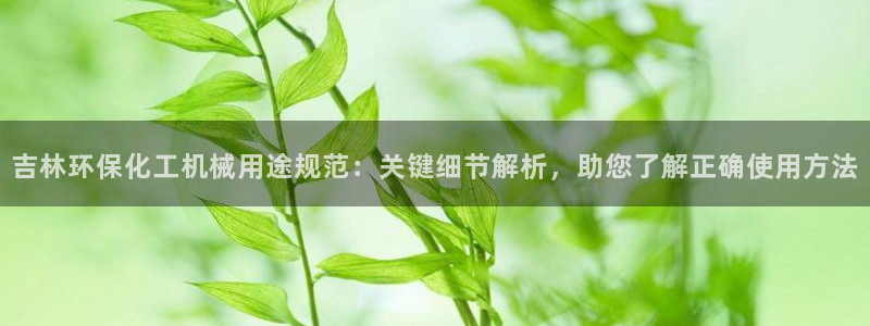 亿万国际游戏官网手机版：吉林环保化工机械用途规范：关键细节解析，助您了解正确使用方法