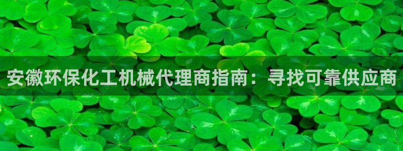 亿万先生：安徽环保化工机械代理商指南：寻找可靠供应商